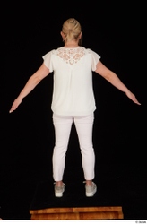 Whole Body Woman White Pants Chubby Standing Top Studio photo references